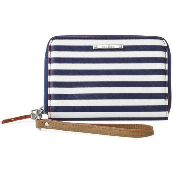 Stella & Dot Handbags - Stella & Dot Chelsea Tech Wallet Navy White Stripe Wristlet